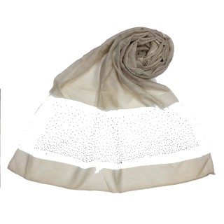 Designer Diamond Studded Tissue Hijab - Cream 